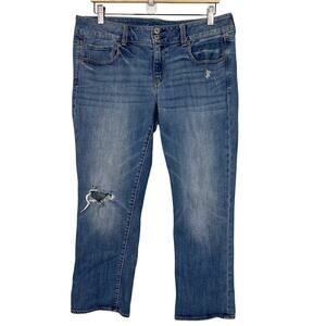 American Eagle AEO Women's Size 14 Artist Crop Denim Super Stretch‎ Jeans Blue